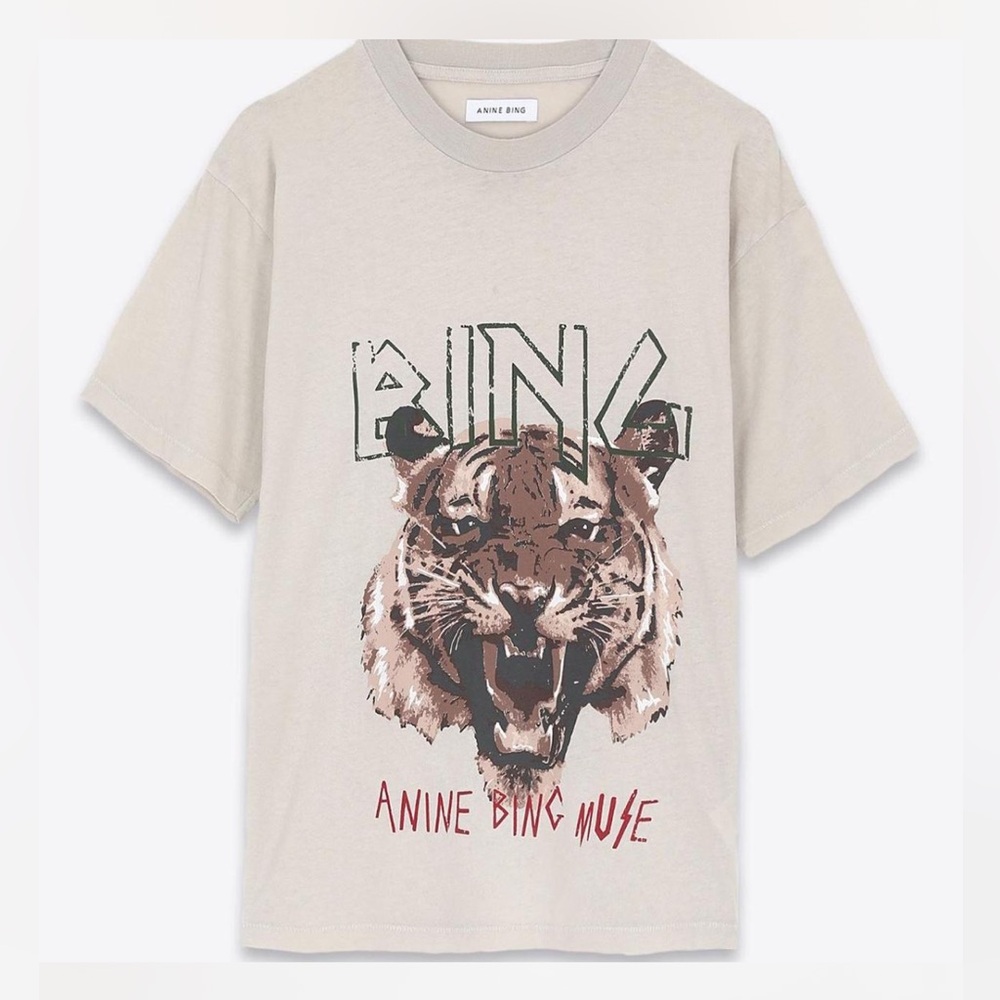 Anine Bing Cream Tiger Graphic Tee